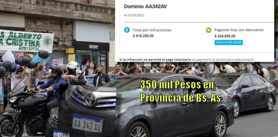 El auto que trasladó a Alberto Fernández al Congreso debe de multas más de $ 600.000 en CABA y en Prov de Bs As $350.000